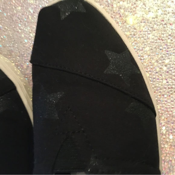 Toms Shoes, Black With Glitter Stars, size: 8W - Picture 4 of 4